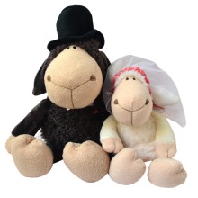 Custom Cute Couple Wedding Dress Sheep Doll Soft Plush Toys for Valentine's Day Gift