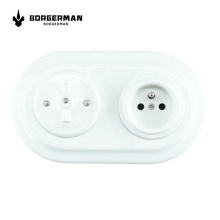 Wholesale Retro Vintage Ceramic Wall Switch with French Socket and Frame
