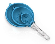 New products silicone strainer with w/ss handle
