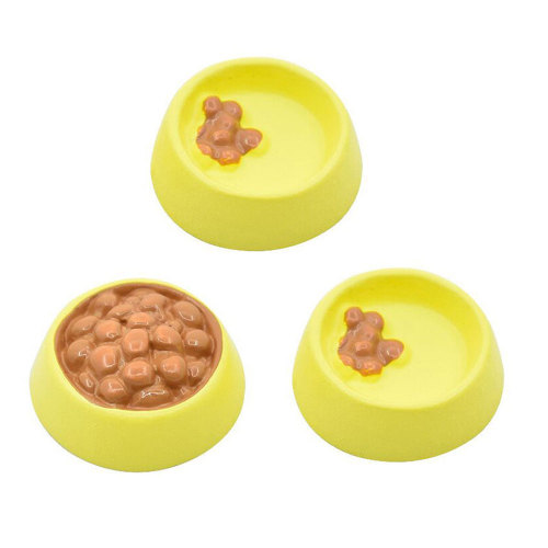 Simulation Resin Dog Food Bowl Miniature 3D DIY Craft Fairy Garden Toys Gifts Pet Animal Food Bowls Handmade Accessories