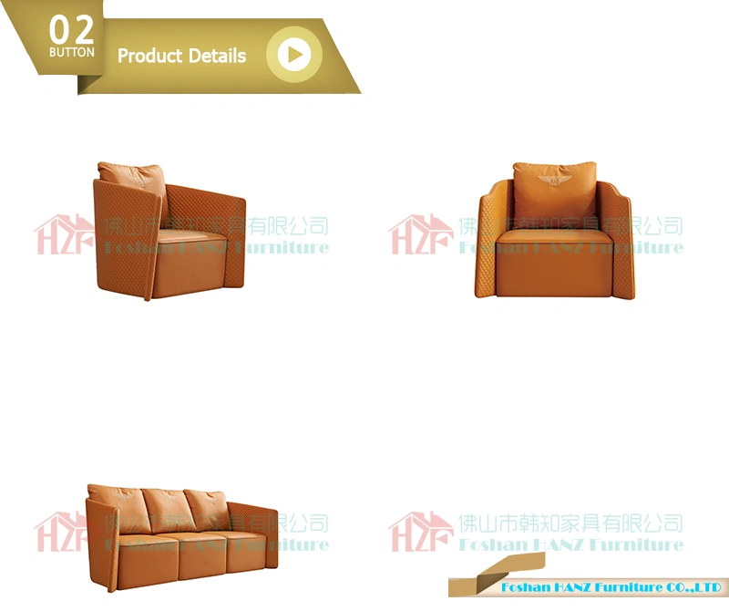 Factory Outlet Parnassus Embroidered Leather Hotel Lobby Living Room Sofa