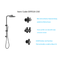 Top Water Inlet Gun Metal Shower Set