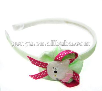 2012 plastic ribbon headband with ribbon flower and Hellow Kitty, cloth headband