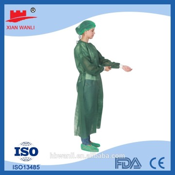 Waterproof PP nonwoven disposable surgical isolation gown with elastic knitted cuff