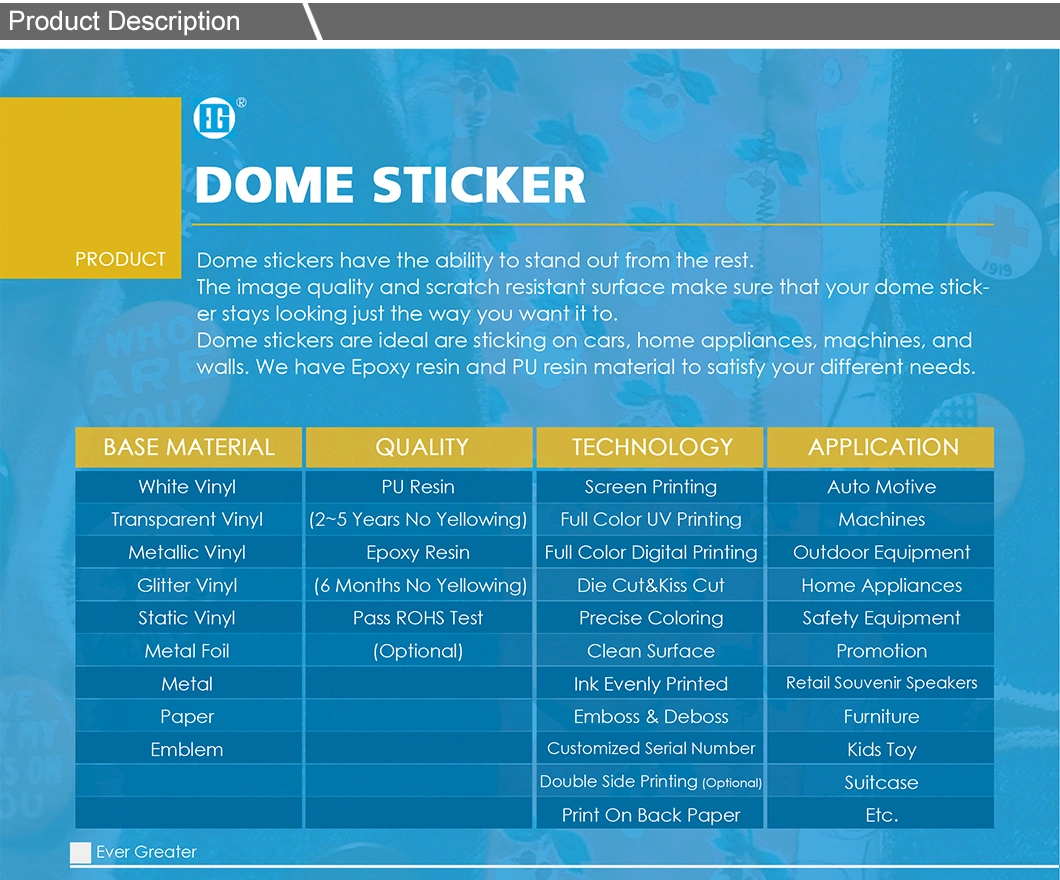 Custom Shape Dome Stickers for Outdoor Use