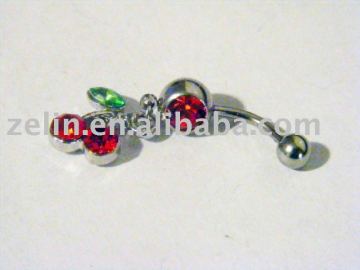 Red Cherries Dangle Body Belly navel Ring 14G,navel belly ring,navel jewelry