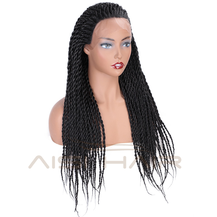 Aisi Hair Heat Resistant Synthetic Fiber Lace Front Twists Braids Wig Lace Front Long Braiding Wigs for Black Women