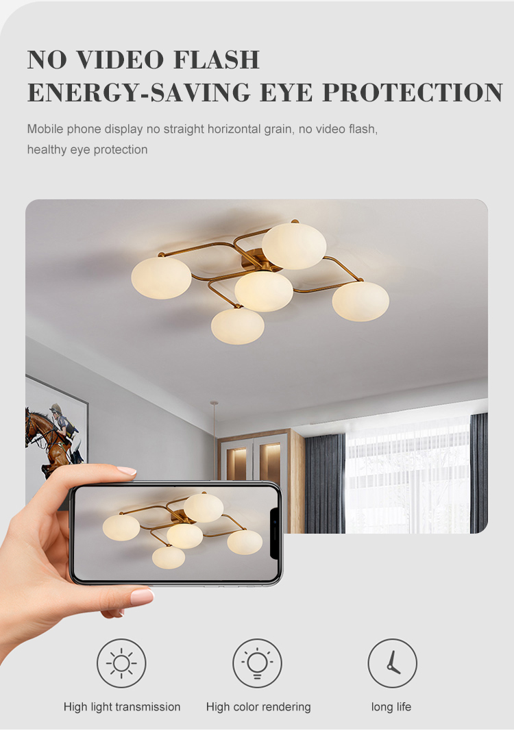 Nordic modern creative fancy ball glass art bedroom study living room square ceiling light