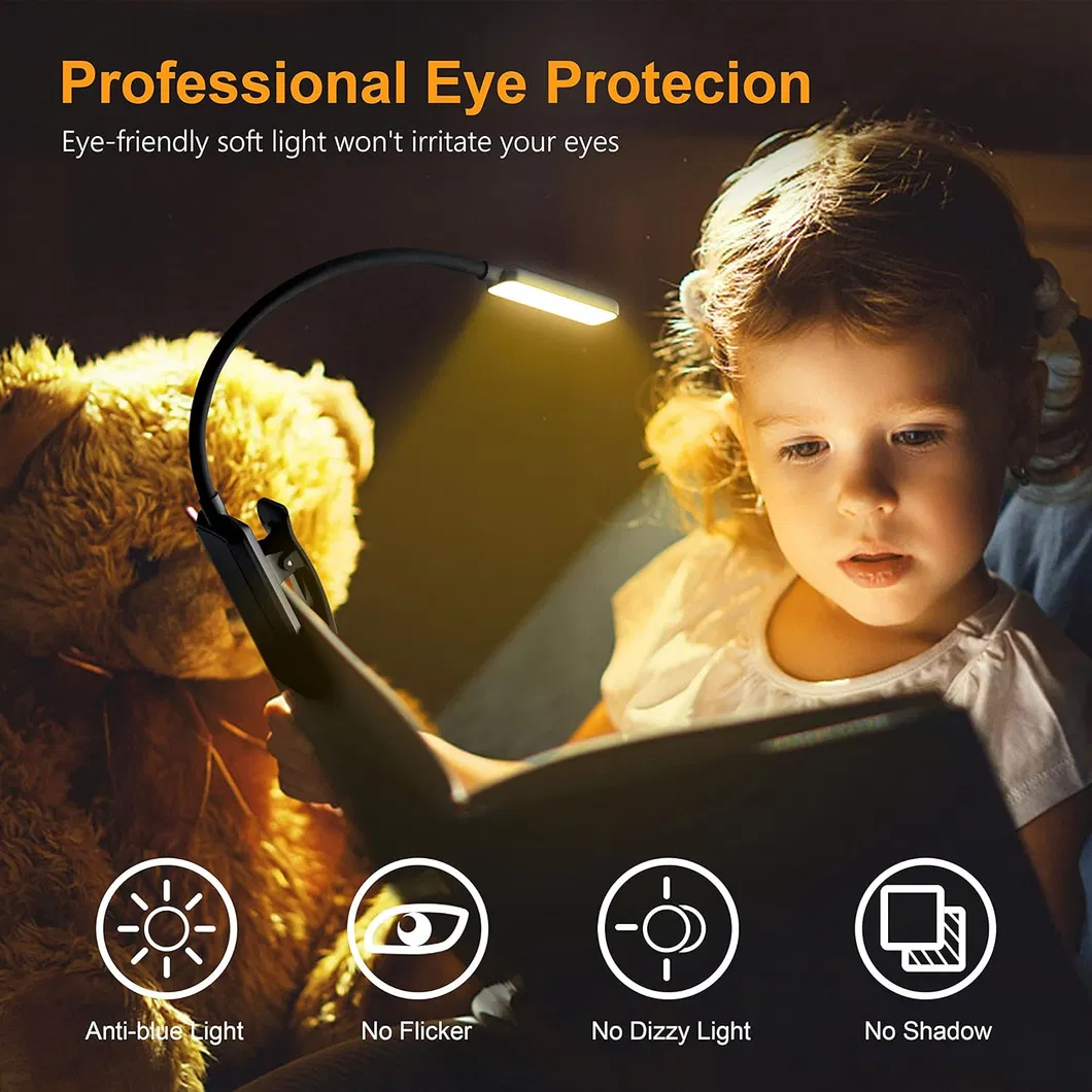 Rechargeable Book Light with Eye Caring 3 Color Temperatures and Stepless Dimming
