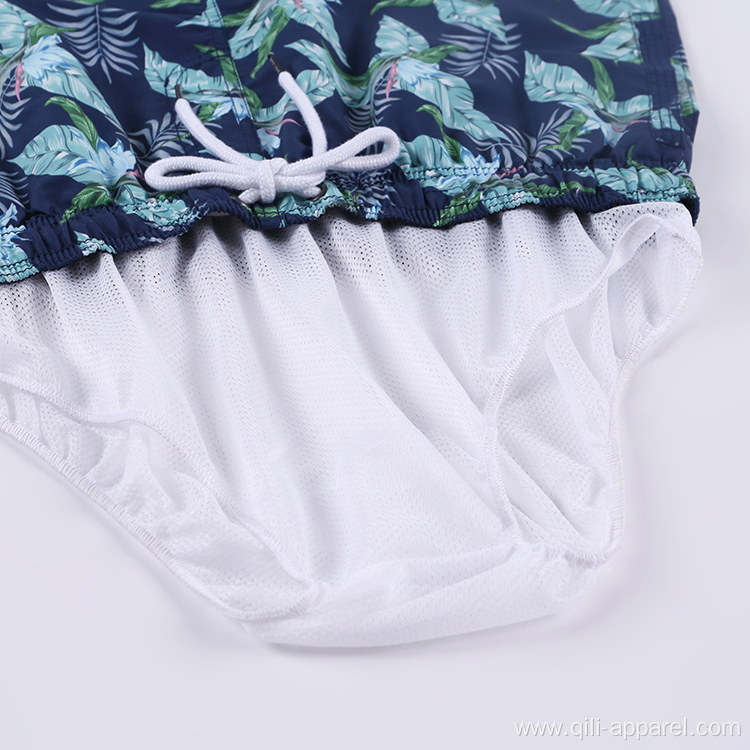 Blue Custom Sublimation Swim Trunks Male Beach Shorts