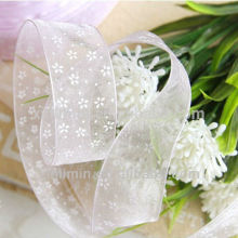 Custom new design beautiful printed logo wide sheer ribbon