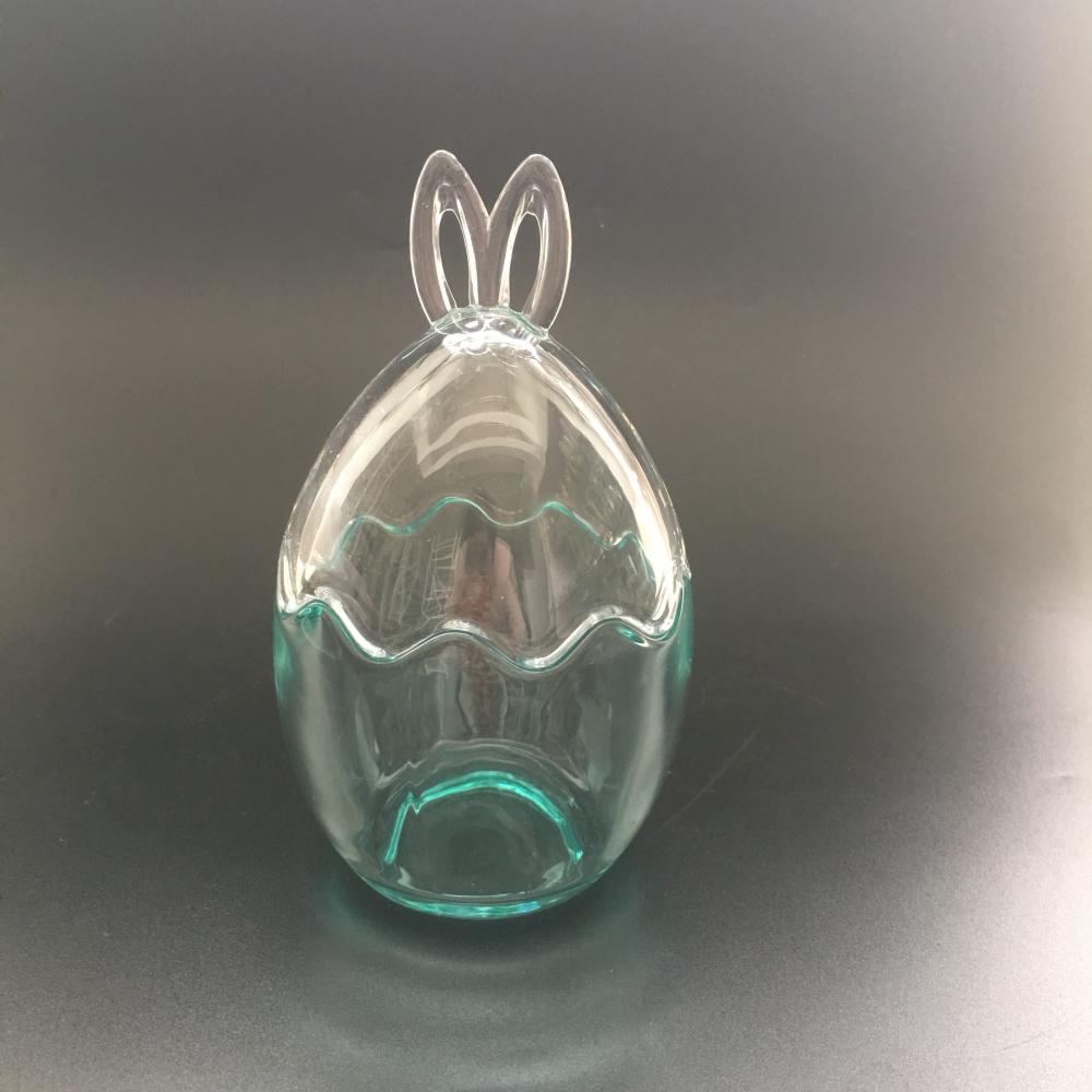 Br 1809 Easter Colored Easter Egg Shaped Glass Jar