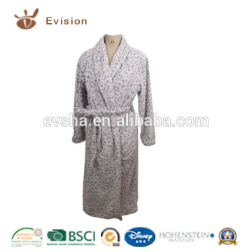2015 NEW Microfiber Coral Fleece Bathrobe with Print & Embrossed Design