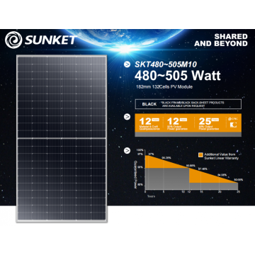 Todos os black 132 células mono painel solar 490W