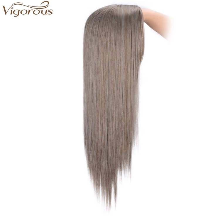 Vigorous Long Silky Straight Synthetic Wigs Middle Part Gray Color Wig For Black White Women Heat Resistant Fiber Cosplay Wigs