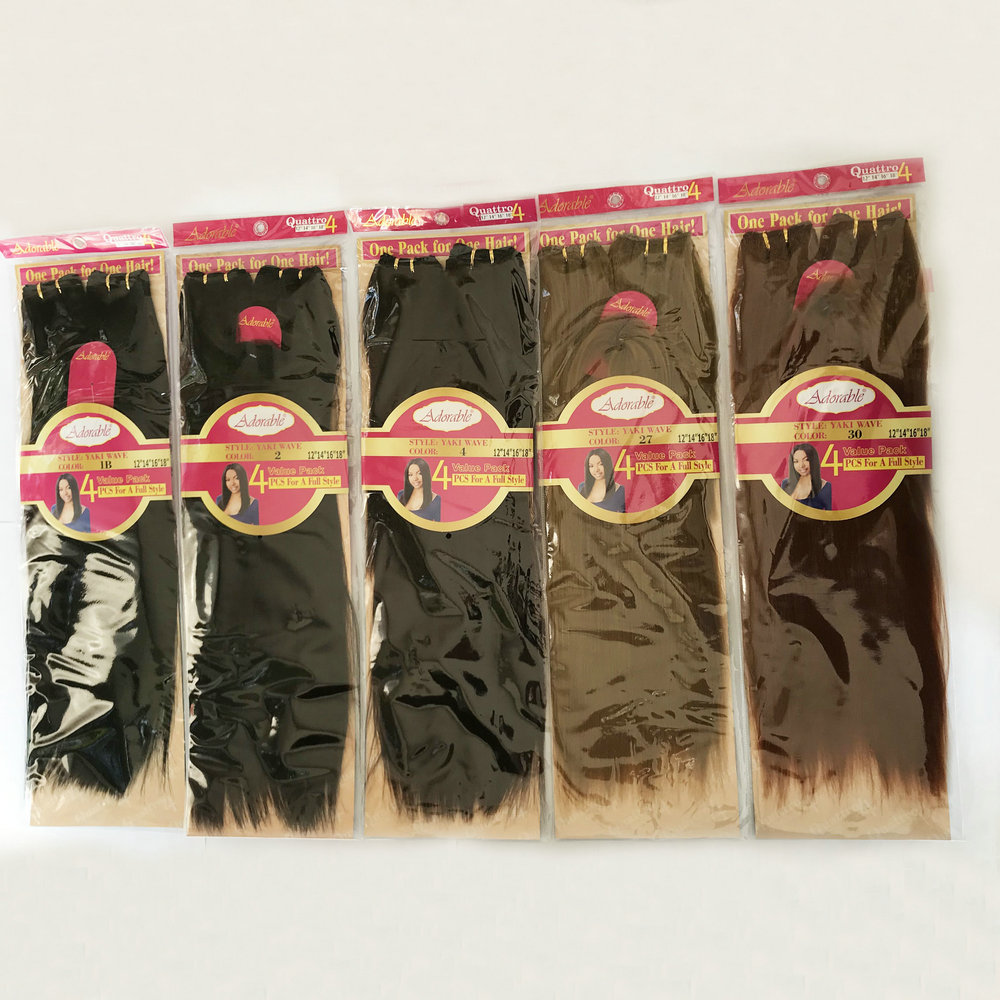 Adorable synthetic hair 4 pieces and a top closure in one pack Yaki 12"14"16"18" Yaki braiding hair