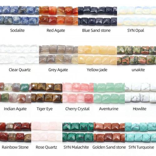 Batu Alam Faceted Square Loose Beads Gem Crystal Crystal Loose Beads Untuk Pembuatan Perhiasan DIY