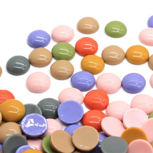 Colorful 14MM Flatbck Round Beads Flat Back Resin Cabochons For Stud Hair Bow Jewelry Making Findings