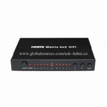 Hi-Fi HDMI Matrix Switch, 4x2 with Toslink Digital Audio Out + 3.5mm Headphone, Analog Audio Out