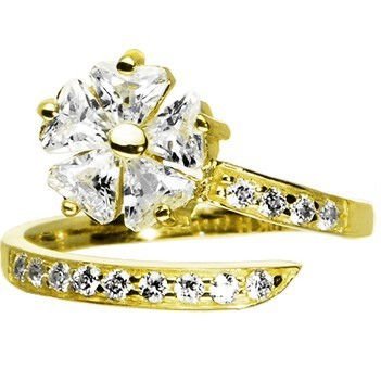 Gold plated zircon Floral Flower toe ring body toe piercing jewelry