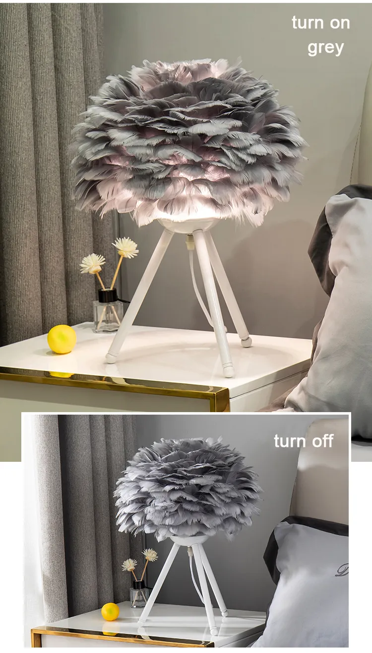 Feather Desk Lamp, Bedside Lamp, Triangular Bedroom Lamp LED Desk Lamp
