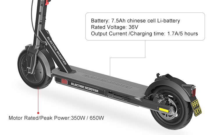 CE Certificate EU 7.5Ah 2 Wheels Electric Scooters Motorcycle With Electric Motor