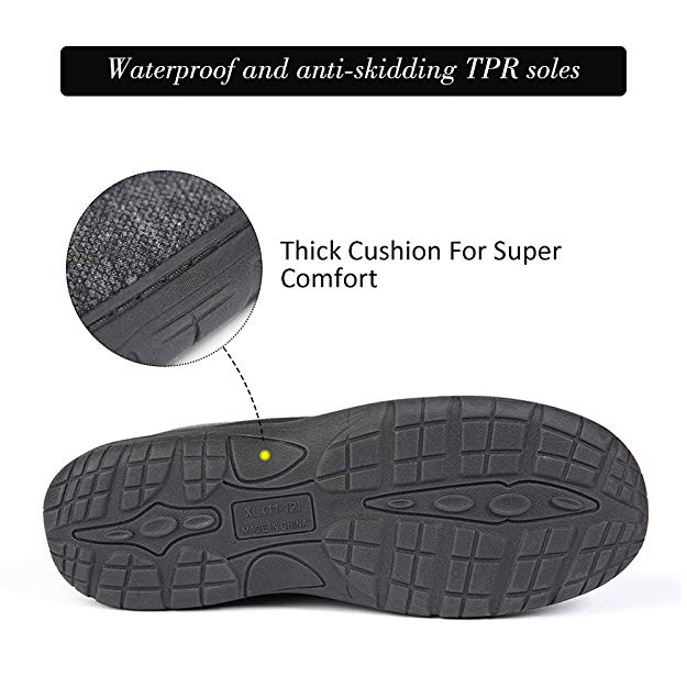 Men's Moccasin Slipper Warm Comfort Ultra-Light with Memory Foam Indoor Outdoor Rubber Sole