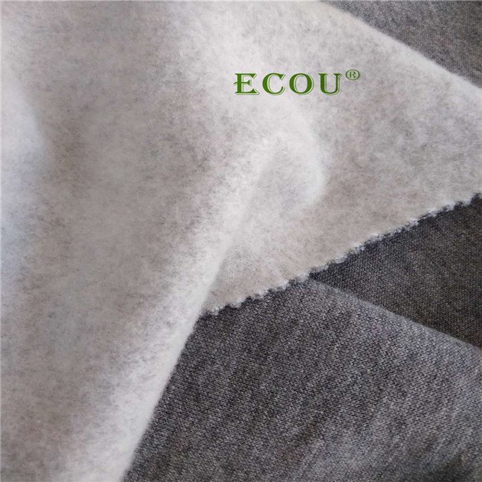 2020 fall grey organic cotton brushed back fleece fabric for women and baby outside coat and hoodie