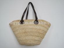 Nature color maise straw handle bag