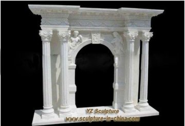 Natural Cloumn Style Stone Fireplaces FPS-E017
