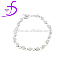 Simple design round shape white synthetic opal bracelet