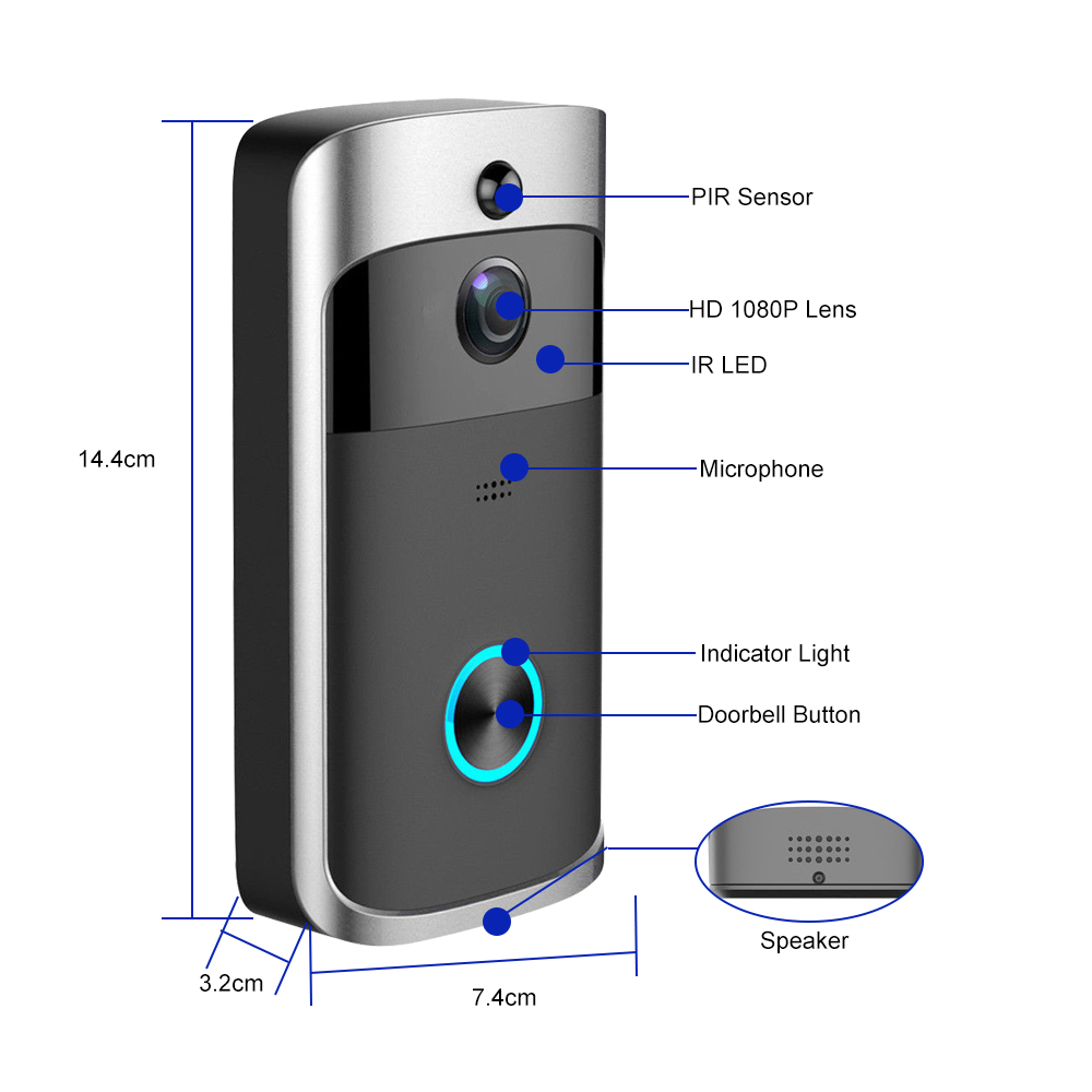 1080P Doorbell Camera Wifi Video Door Bell Camera Wireless Video Door Phone Intercom HD Ring Wifi Doorbell Camera for Apartments