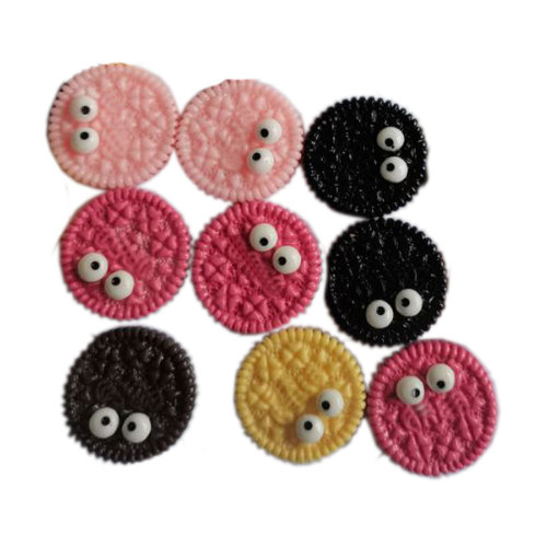 Cartoon Resin Cookies Cabochon Artificial Eyes Biscuit Sweet Food Beads for DIY Art Decor Hair Clips Accessories