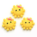 Cartoon lachende gele zonnebloem hars Cabochon bruin koekje plaksteen kralen ornament slijm DIY Deco sieraden versiering winkel