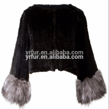 YR633 Ladies Elegant Real Sliver Fox And Rex Rabbit/Rabbit Fur Jacket