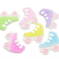 Manufacture Bulk 100pcs Cheap 3D Cute Colorful Roller Skating Shoes Beads Flat Back Resin Stickers