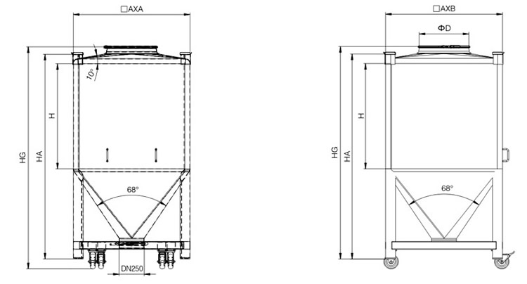 wadah tangki penyimpanan bubuk stainless stainer 200liter hingga 2000L harga