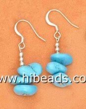 fashion irregular turquoise earring with stering silver hook TQE0027