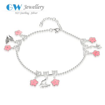 Fashion Adjustable Silver Bracelet With Heart Shape Zircon Stone 925 Silver