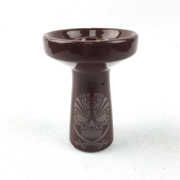 Brown ceramic skull-pattern hookah smoking shisha bowl for tobacco