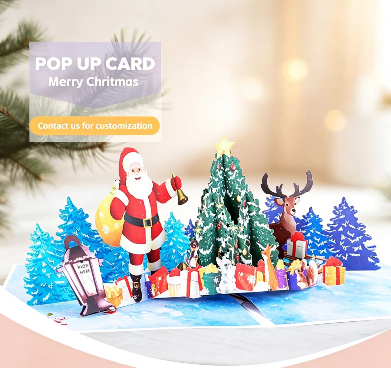 3D wyskakująca świąteczna kartka z pozdrowieniami 3d pop up christmas greeting card