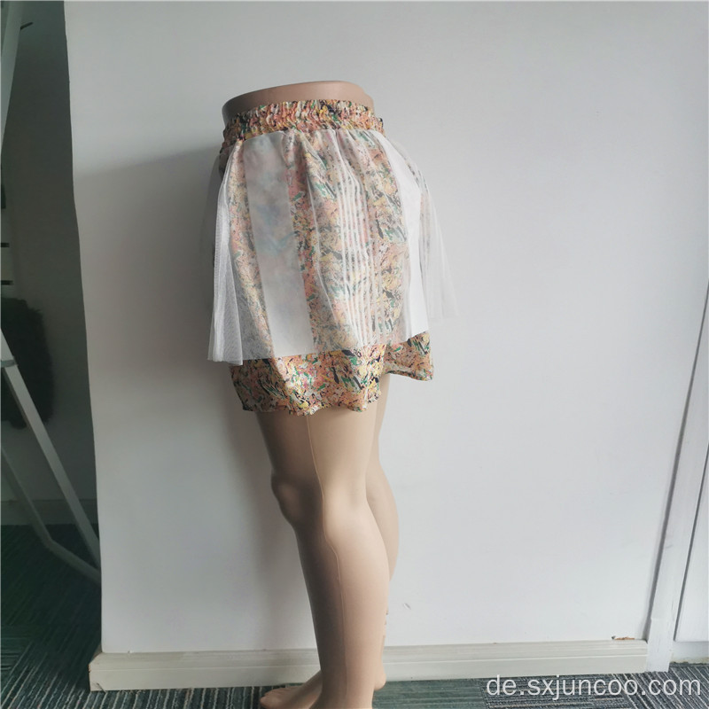 Bunte Mädchen Sommer Polyester Blumen bedruckte ausgefallene Röcke