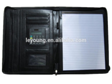 Genuine Leather Business Portfolio Case with Calculator