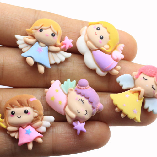 Figuras 3D Cabujón de resina de ángel de dibujos animados para pulsera encanto Hada jardín miniaturas suministros de bricolaje decoraciones para el hogar