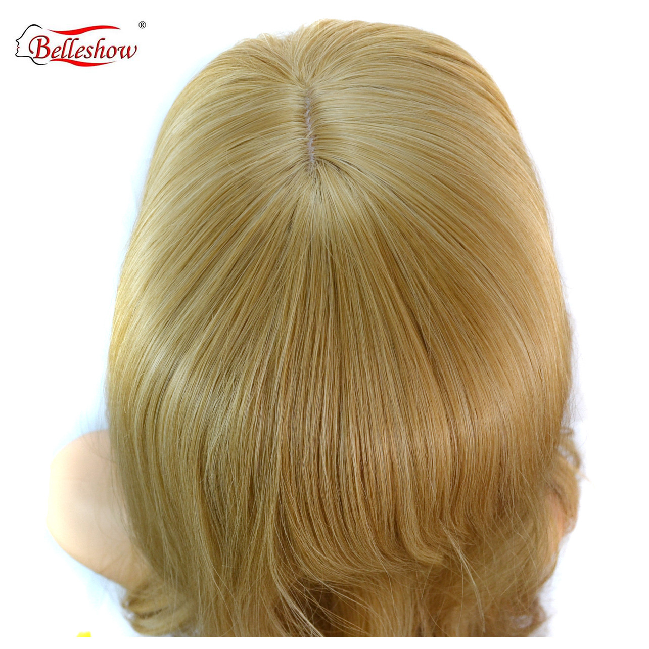 Hot sell long sloping hair curtain gold wavy wig  synthetic fiber hair wig for young women