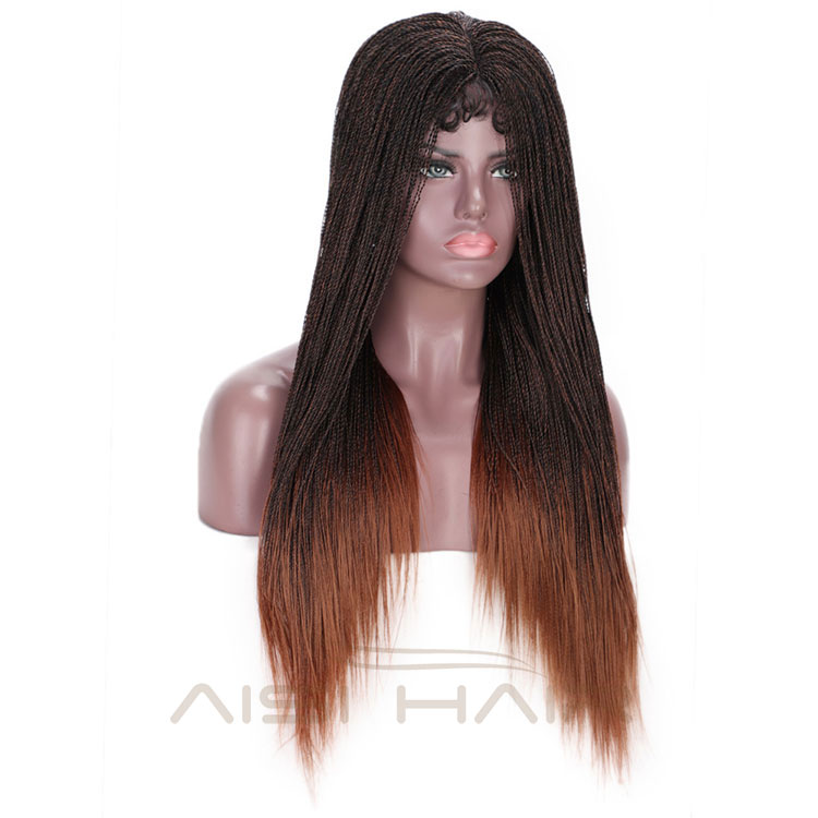 Aisi Hair Twist Braided Lace Front Long Wigs Synthetic Ombre Brown Lace Front Long Braided Wigs For Black Women