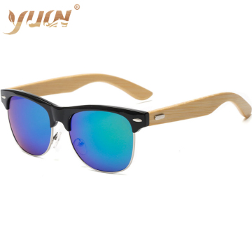 Trend Classic Fashion Italy Brand Bamboo Clubmaster Sunglasses with Custom Logo