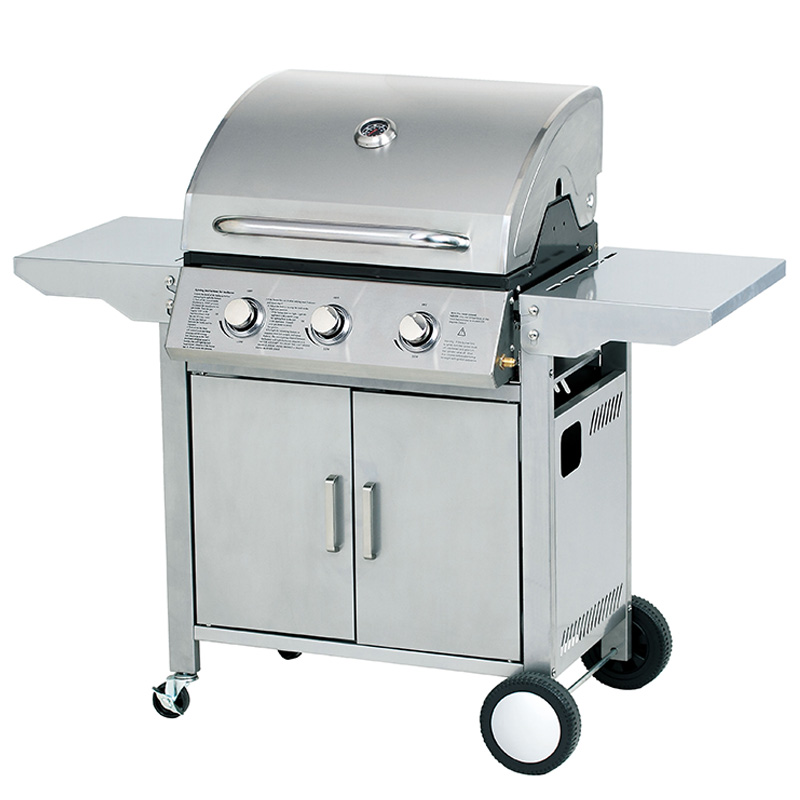 3 Burners gas Grill nwere tebụl akụkụ enwere ike mpịaji