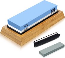 Professional SHAN ZU Blue and White Sharpening Stone Set for Knives: 3000/8000 Grit Whetstone