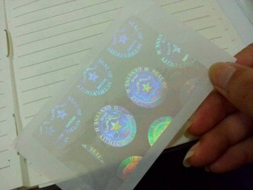 Round Transparent Hologram Sticker with Authentic Background